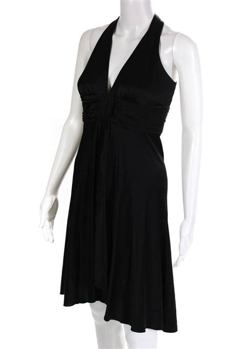 Trina Turk Womens Sleeveless V Neck Silk Blend A Line Dress Black Size