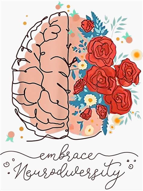 Embrace Neurodiversity Autism Awareness Brain Flower Sticker For Sale