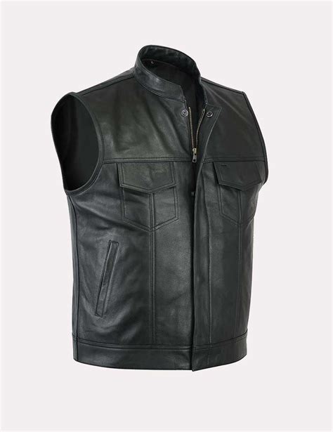 Men Sons Of Anarchy Premium Cowhide Motorcycle Leather Waistcoat Vest