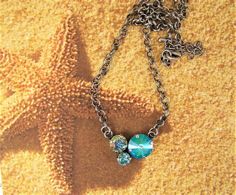 Laguna DeliteNecklace Swarovski Crystal Necklace Ocean Blue Etsy