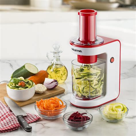 gourmia-ges580-electric-spiralizer-with-3-blades-recipe-book,-110v-red-inspiralized-recipes