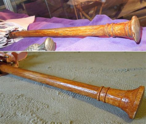 Two Pictures Side By Side One With A Wooden Handle And The Other With