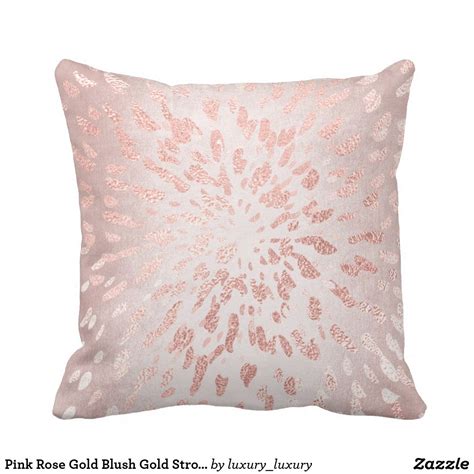 Pink Rose Gold Blush Gold Strokes Stripes Shine Throw Pillow Rose