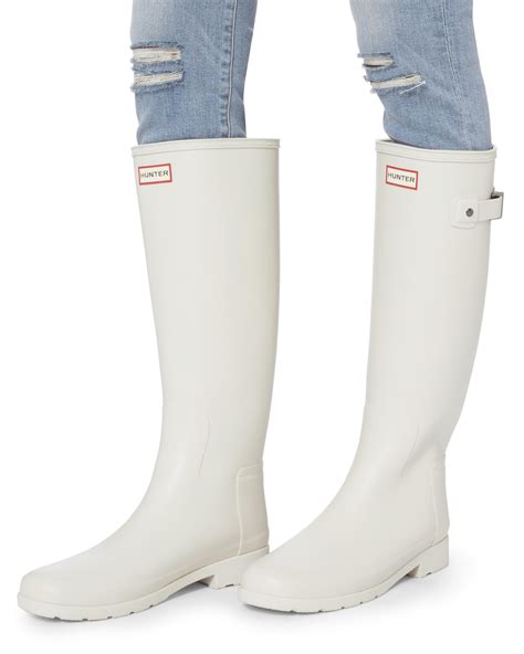 Hunter Original Refined Tall Wellington Boots In White Lyst