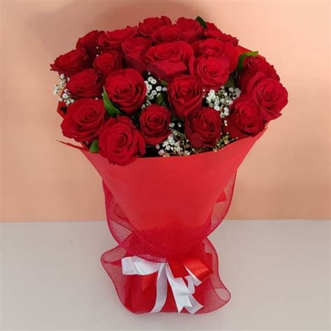 24 Red Roses Bouquet For Valentines Day Delivery