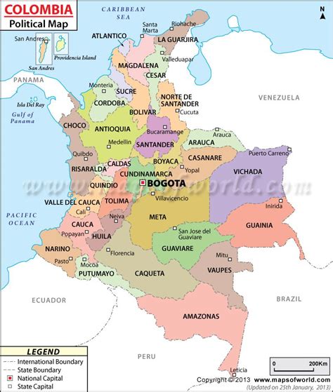 Political Map Of Colombia Colombia Departments Map Political Map