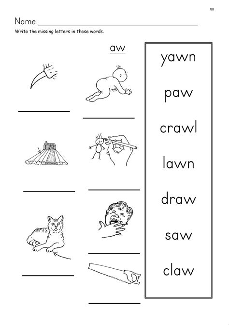 Aw Phonics Worksheets Sound It Out Phonics