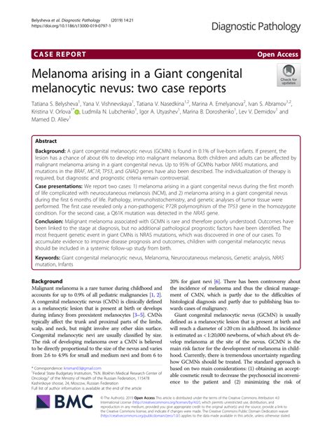 Pdf Melanoma Arising In A Giant Congenital Melanocytic Nevus Two