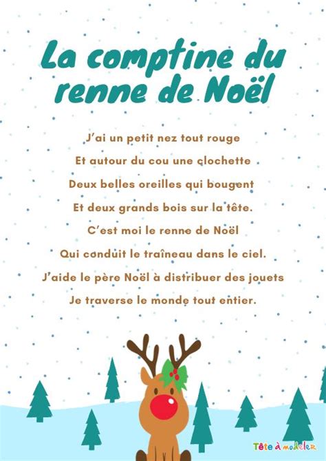 La Comptine Du Renne De Noel Parole De Chanson Tete A Modeler