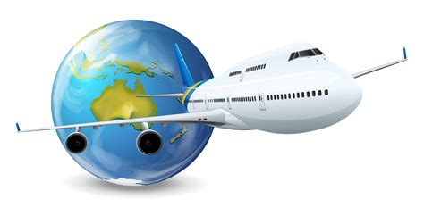 Earth Globe And Airplane 605440 Vector Art At Vecteezy