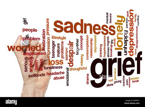 Grief Word Cloud Concept With Sad Lonely Related Tags Stock Photo Alamy