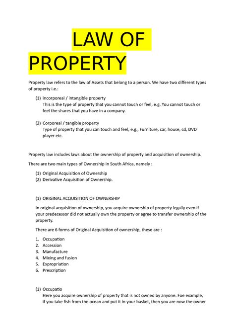 Law Of Property And Law Of Obligations Lecture Notes Law Of Property