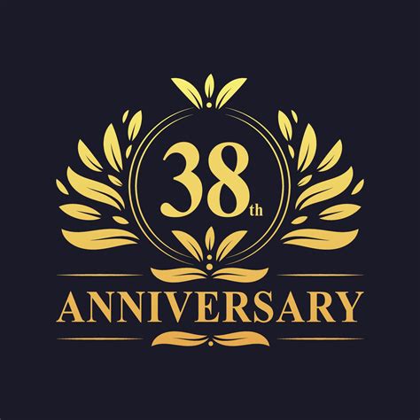 38th Anniversary Design Luxurious Golden Color 38 Years Anniversary