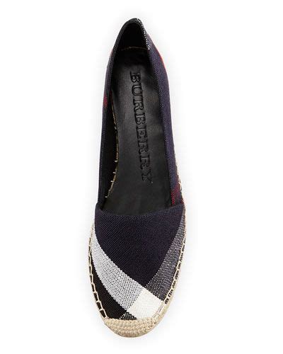 Burberry Hodgeson Check Canvas Flat Espadrille Navy Check
