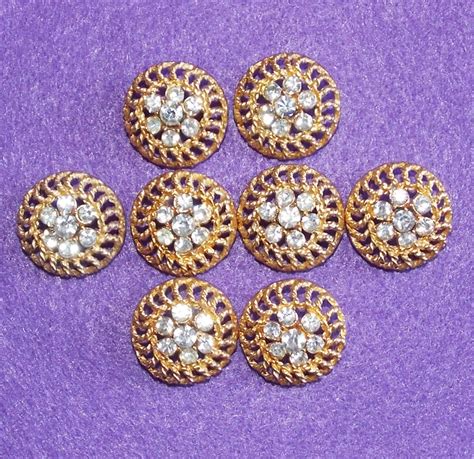 Gorgeous Rhinestone Buttons Set Of 8 Vintage Estate Buttons Jewelpigs