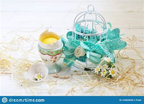 Still Life With Flowers And Easter Eggs Stock Image Image Of Basket