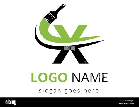Letter X Paint Brush Logo Design Template Initial Paint Sign Concept