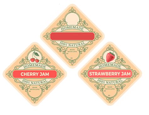 Vintage Jam Labels Set - Cherry, Strawberry, Empty - Style24