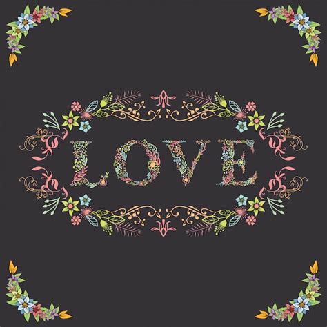 Premium Vector Beautiful Letter Love With Floral Border