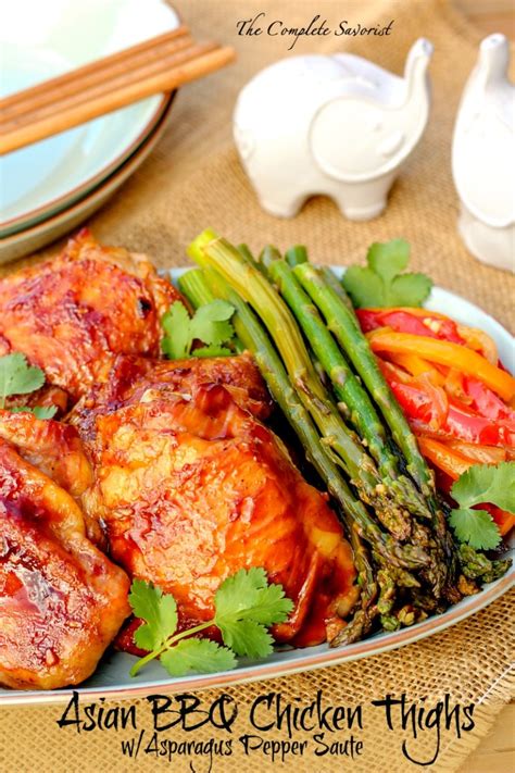 Asian Bbq Chicken Thighs With Asparagus Pepper Saute 10a The Complete