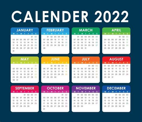 Calendario 2022 Modelo De Calendario 2022 Com Linha 2737635 Vetor No Images