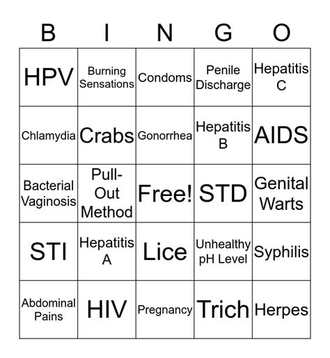 Safe Sex Bingo Card
