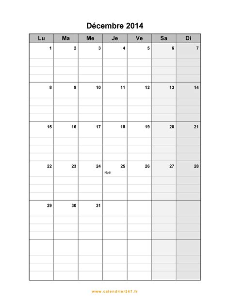 Calendrier Décembre 2014 à Imprimer Gratuit En Pdf Et Excel