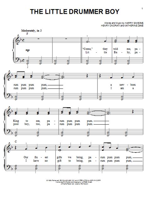 Snare drum etude no 2 for solo instrument snare drum by matthew pelandini sheet music pdf file to download. The Little Drummer Boy sheet music by Katherine K. Davis (Easy Piano - 67570)