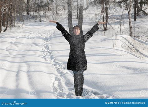 The Girl In A Snow Stock Photo Image Of Cold Winter 23457650