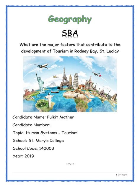 Geography Form 4 Sba Pdf Tourism Business