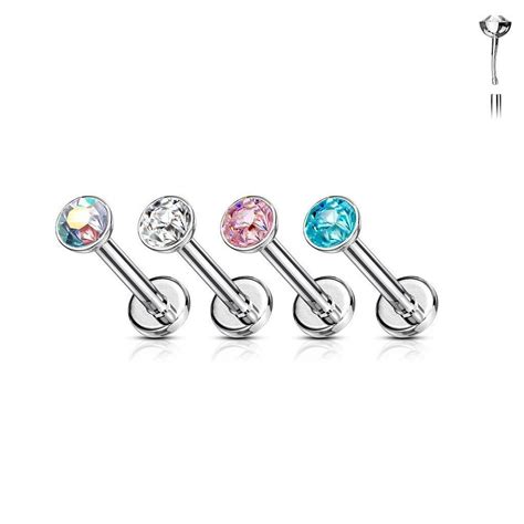 Specially Crafted Half Ball Cubic Zirconia Threadless Push In Labret