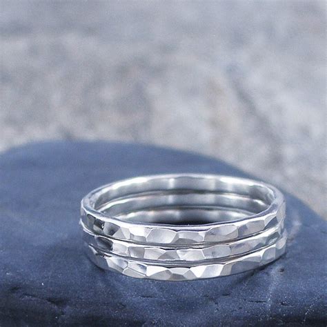 Sterling Silver Stack Rings Hammered Set Of 3