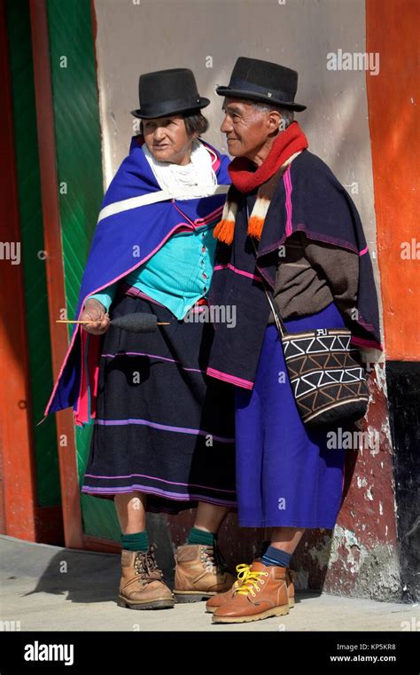 Colombian Ethnic Peopleguambiano Indigenous Group In National Clothes