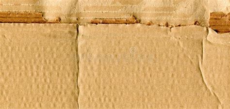 Texture Of Yellow Regular Cardboard With Creases And A Ragged Edge