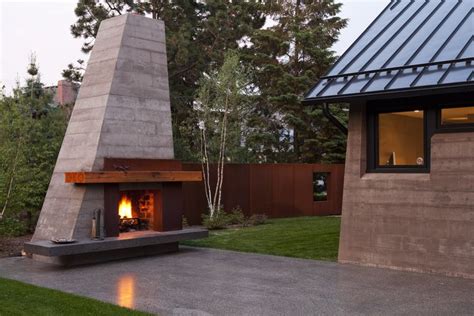 Exterior Design Outdoor Fireplaces In Contemporary Patio With Backyard