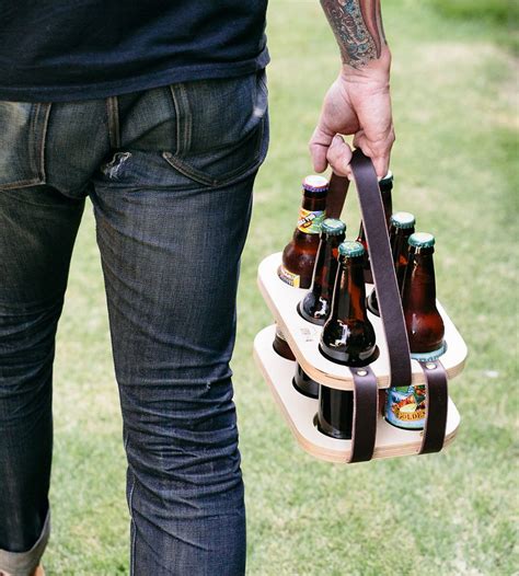Wood And Leather Six Pack Beer Carrier Show Off Your Carefully Crafted
