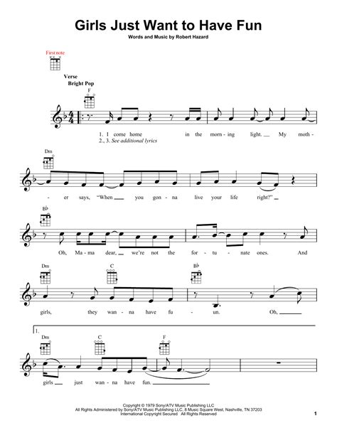 Girls Just Want To Have Fun Sheet Music Direct