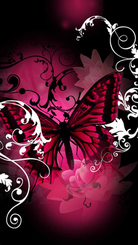 Pink Butterfly Wallpaper For Mobile Android Cute Wall