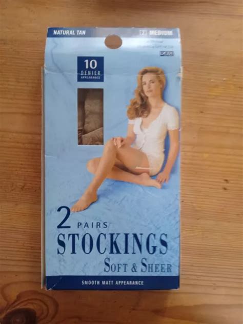 marks and spencer vintage stockings 2 pairs 10 denier medium natural tan 90 s £5 50 picclick uk
