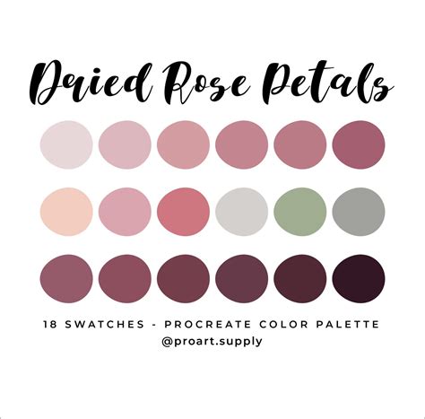 Dried Rose Petals Procreate Color Palette Hex Codes Pink Brown Green