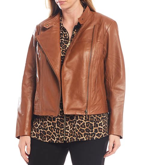Michael Kors Michael Plus Size Leather Moto Jacket Save 10 Lyst