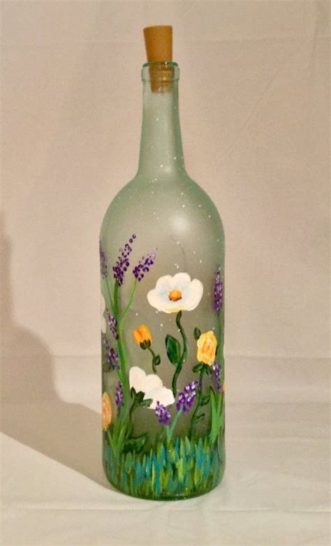 Flower Bottle Light Hand Painted Wine Bottles Bottle Crafts Glass
