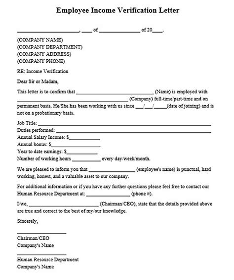 Employee Income Verification Letter For Your Needs - Letter Templates