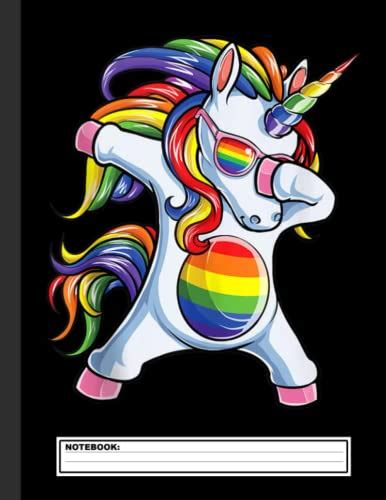 Dabbing Unicorn Gay Pride Lgbt Rainbow Flag Sunglasses Lgbtq Notebook Blank Lined Journal