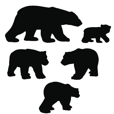 20 Silhouette Of The Polar Bears Standing Up Illustrations Royalty