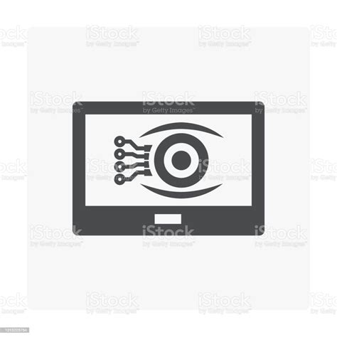 Robot Eye Or Bionic Eye Inside Tablet Vector Icon Concept Of Technology