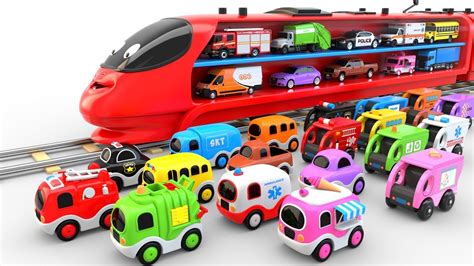 Colors For Children To Learn With Train Transporter Toy Street Vehi