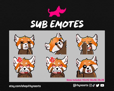 Red Panda Twitch Emotes Cute Kawaii Emotes Etsy Uk