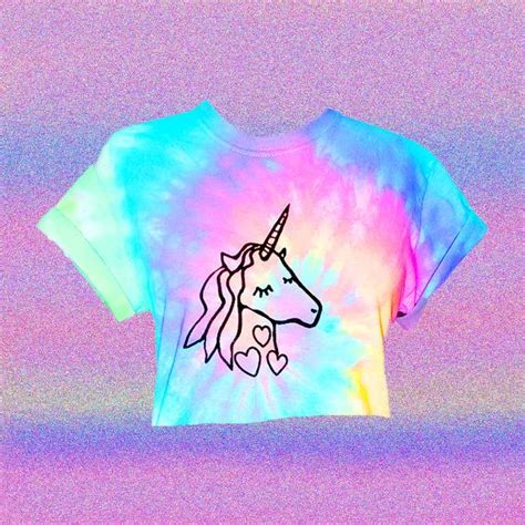 Unicorn Crop Top Pastel Crop Top Hand Dyed Screen Printed Cropped