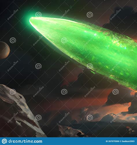 A Green Comet Flying In The Sky Stock Illustration Illustration Of